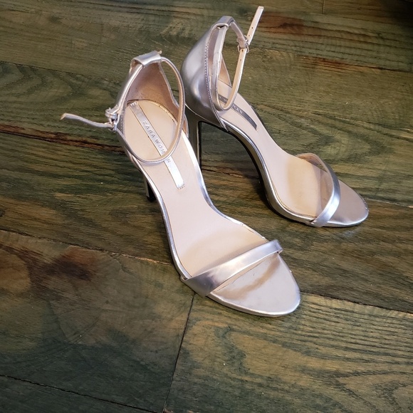 Zara Silver High Heel Sandals - Picture 2 of 6
